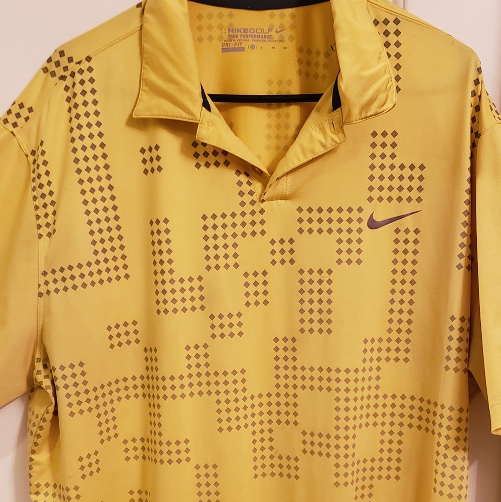 Nike Golf Mens XL Polo shirt Yellow and Grey